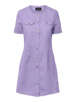 Pieces PCTARA DENIM DRESS -Piece Clothing Shop 17133341 PurpleRose 001