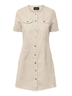 Pieces PCTARA DENIM DRESS -Piece Clothing Shop 17133341 WhitecapGray 001