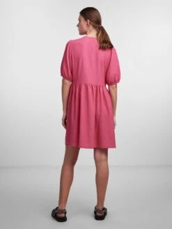 Pieces PCLUNA PUFF SLEEVED DRESS -Piece Clothing Shop 17135423 BeetrootPurple 004