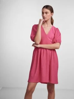 Pieces PCLUNA PUFF SLEEVED DRESS -Piece Clothing Shop 17135423 BeetrootPurple 007