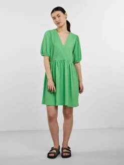 Pieces PCLUNA PUFF SLEEVED DRESS -Piece Clothing Shop 17135423 IrishGreen 005