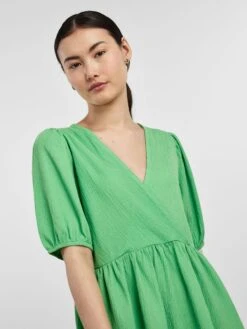Pieces PCLUNA PUFF SLEEVED DRESS -Piece Clothing Shop 17135423 IrishGreen 006