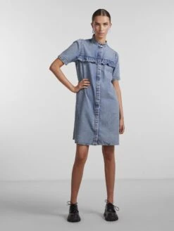 Pieces PCFIFI DENIM DRESS -Piece Clothing Shop 17136908 MediumBlueDenim 005