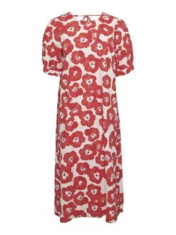 Pieces PCKHALIA MIDI DRESS -Piece Clothing Shop 17137911 PoppyRed 1028482 001