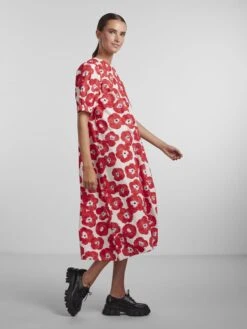Pieces PCKHALIA MIDI DRESS -Piece Clothing Shop 17137911 PoppyRed 1028482 005