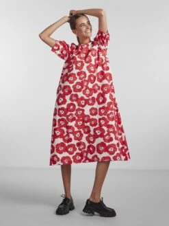 Pieces PCKHALIA MIDI DRESS -Piece Clothing Shop 17137911 PoppyRed 1028482 007