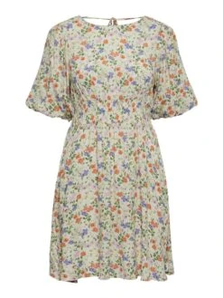 Pieces PCKORINE PUFF SLEEVED DRESS -Piece Clothing Shop 17137962 VanillaIce 1028723 001