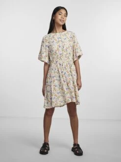 Pieces PCKORINE PUFF SLEEVED DRESS -Piece Clothing Shop 17137962 VanillaIce 1028723 005