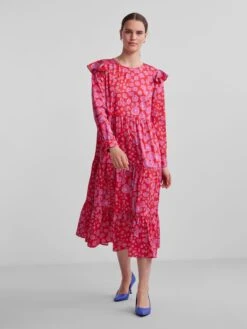 Pieces PCNELLY MIDI DRESS -Piece Clothing Shop 17138944 FlameScarlet 1035549 005