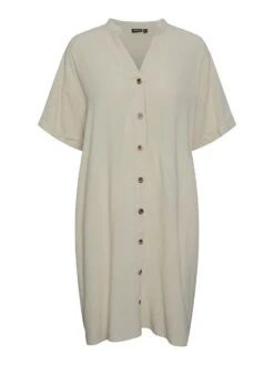 Pieces PCVINSTY LINEN-BLEND DRESS -Piece Clothing Shop 17138986 Birch 001