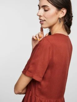 Pieces PCLAURA MINI DRESS -Piece Clothing Shop 17139338 BurntHenna 006