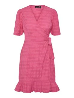 Pieces PCLOUISE WRAP DRESS -Piece Clothing Shop 17139342 ShockingPink 001