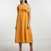 Pieces PCLARA MIDI DRESS -Piece Clothing Shop 17139706 FlameOrange 003