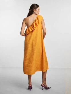 Pieces PCLARA MIDI DRESS -Piece Clothing Shop 17139706 FlameOrange 004