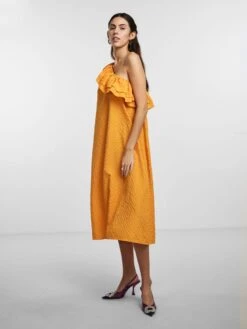 Pieces PCLARA MIDI DRESS -Piece Clothing Shop 17139706 FlameOrange 005