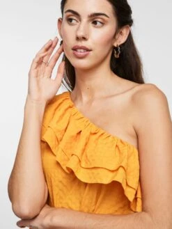 Pieces PCLARA MIDI DRESS -Piece Clothing Shop 17139706 FlameOrange 006