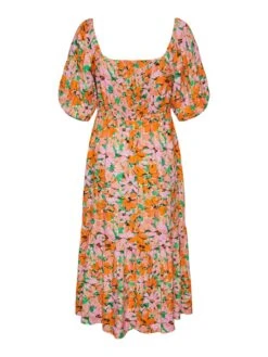Pieces PCLOLA MIDI DRESS -Piece Clothing Shop 17139721 FlameOrange 1040187 002