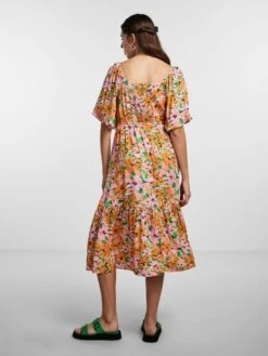 Pieces PCLOLA MIDI DRESS -Piece Clothing Shop 17139721 FlameOrange 1040187 004