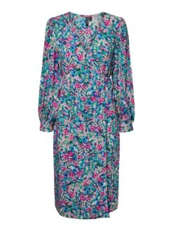 Pieces PCFANNIA WRAP DRESS -Piece Clothing Shop 17141759 BlueAtoll 1054049 001